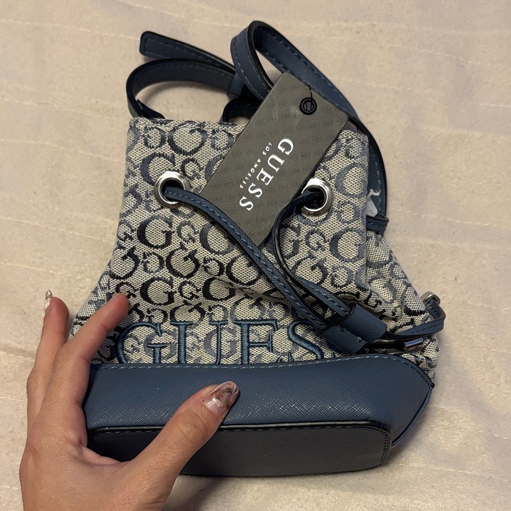 GUESS Monogram Blue and Gray Backpack